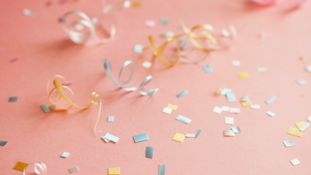 ribbon and confetti